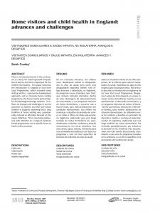 Home visitors and child health in England: advances and challenges