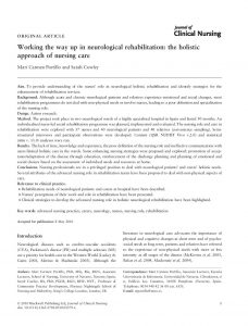 Working the way up in neurological rehabilitation: the holistic approach of nursing care