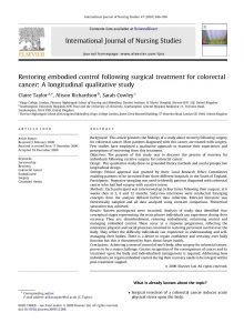 Restoring embodied control following surgical treatment for colorectal cancer: A longitudinal qualitative study