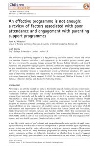 An effective programme is not enough: a review of factors associated with poor attendance and engagement with parenting support programmes