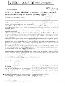 A survey of parental self-efficacy experiences: maximising potential through health visiting and universal parenting support