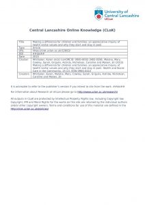 Making a difference for children and families: an appreciative inquiry of health visitor values and why they start and stay in post