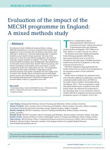 Evaluation of the impact of the MECSH programme in England: A mixed methods study