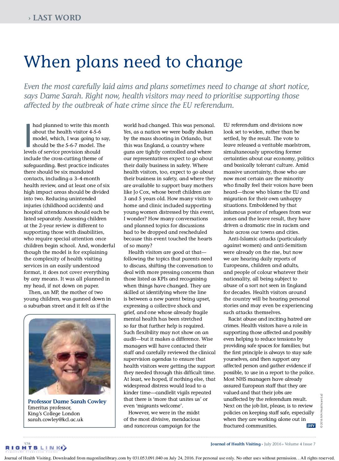 When plans need to change